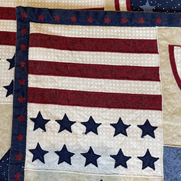 Patriotic  Quilted Placemats Multicolor Americana Fourth of July Summer Set of 4 - Picture 6 of 10